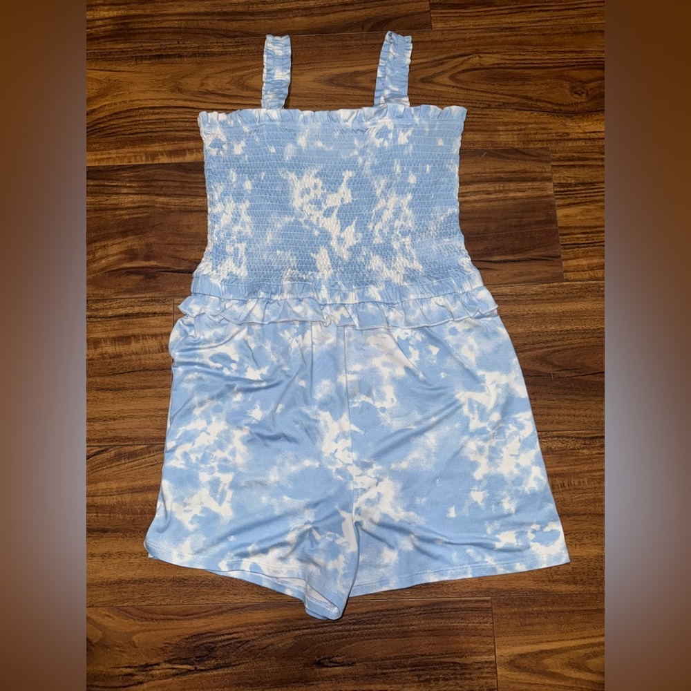 Girls Blue and White Romper Size 14/16